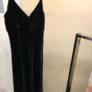 Little velvet spaghetti strap dress.